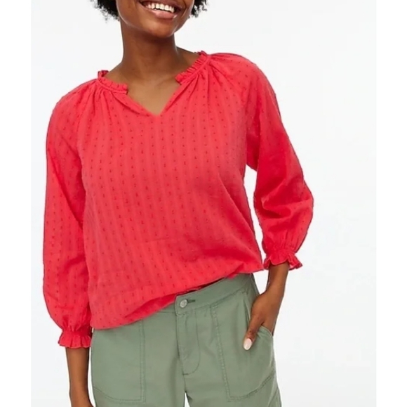 J. Crew Factory Tops - J. Crew Factory Red Ruffle Blouse